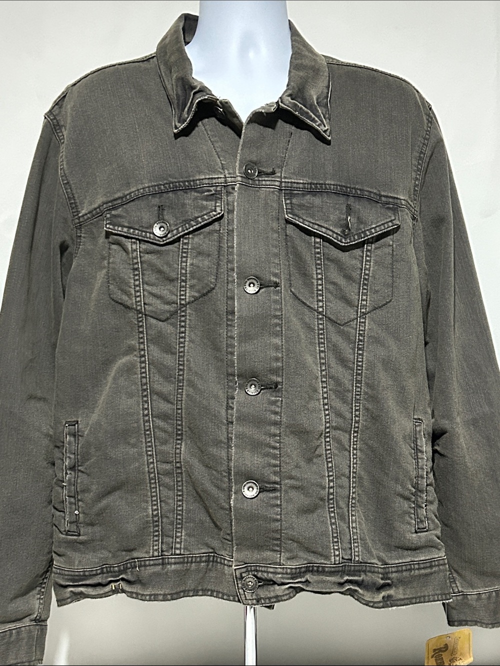 Roebuck & Co Men’s Size XL Gray Denim Button Front Jean Jacket